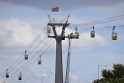 Koelner Seilbahn Gondel blieb haengen Koeln Linksrheinisch P124